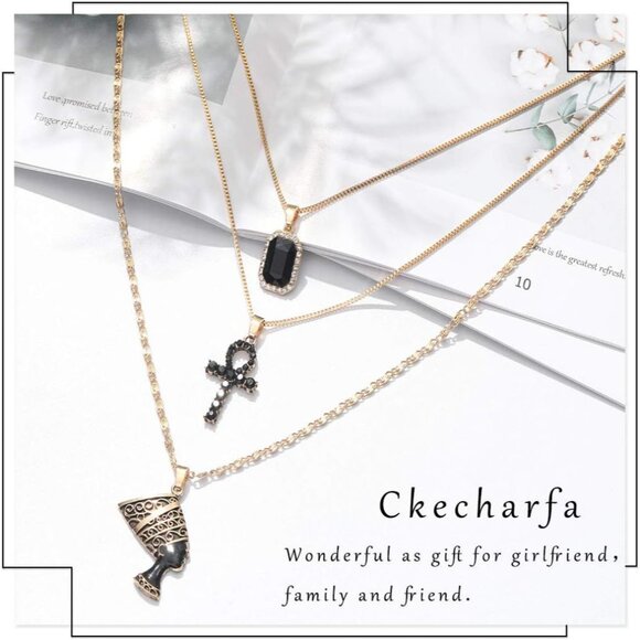 Gothic Nefertiti Gold Layered Necklaces for Dazzling Rave Parties and Daily Wear - Picture 2 of 7